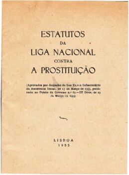 Estatutos da Liga Nacional Contra a Prostituição