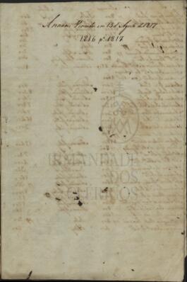 Annuaes Vencidos em 15 d’Agosto de 1817 1816 para 1817